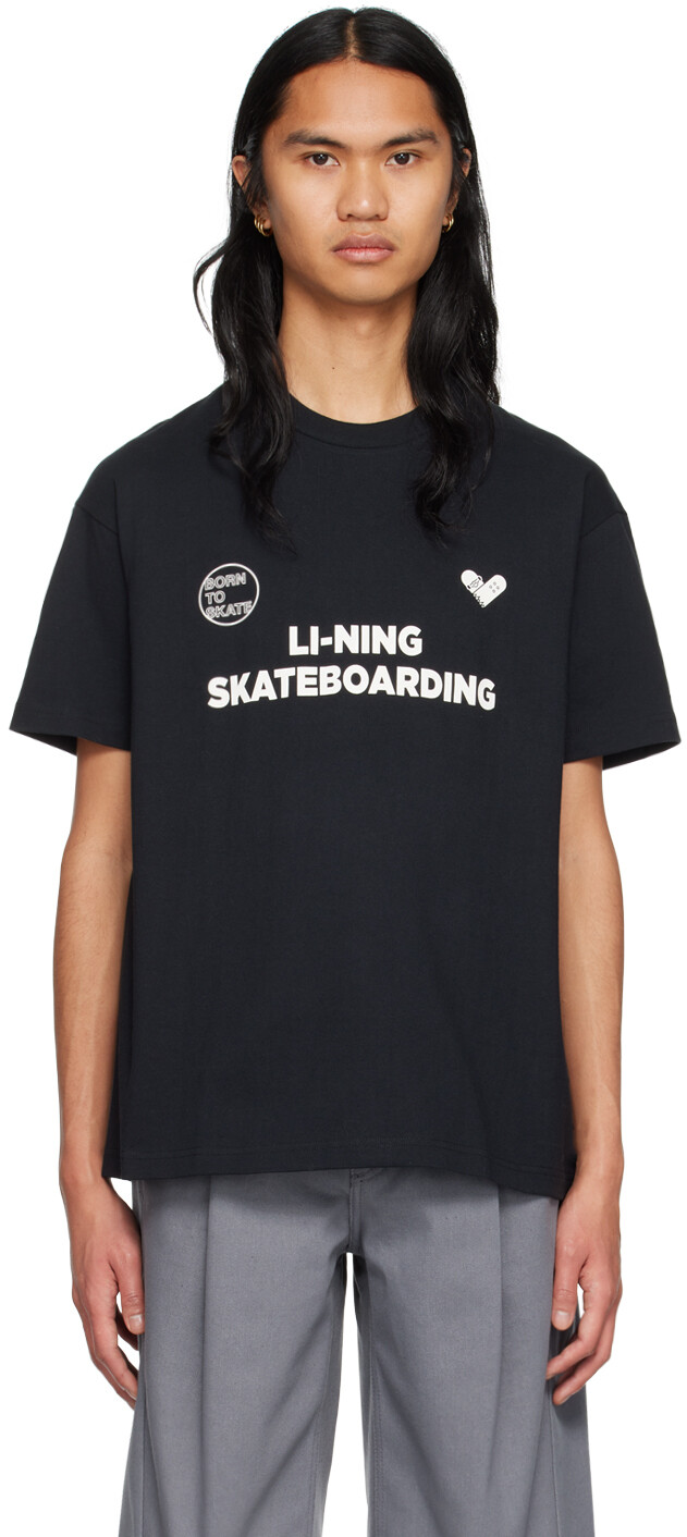 

Черная футболка со скейтбордом Li-Ning, Черный