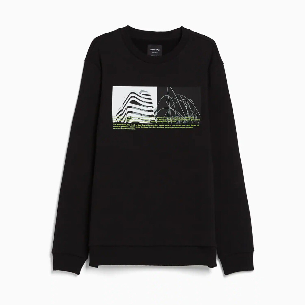

Свитшот Bershka Easy Fit With Photo Print, черный