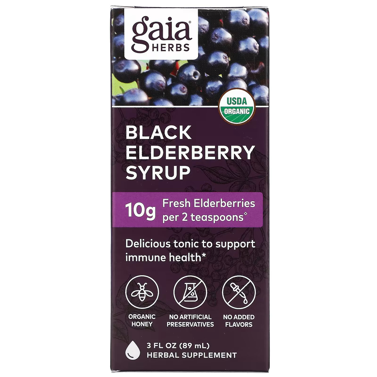 Gaia Herbs, Сироп из черной бузины, 89 мл (3 жидк. Унции) набор чайныйэлегант из серебра совок для сахара 2 чайные ложки