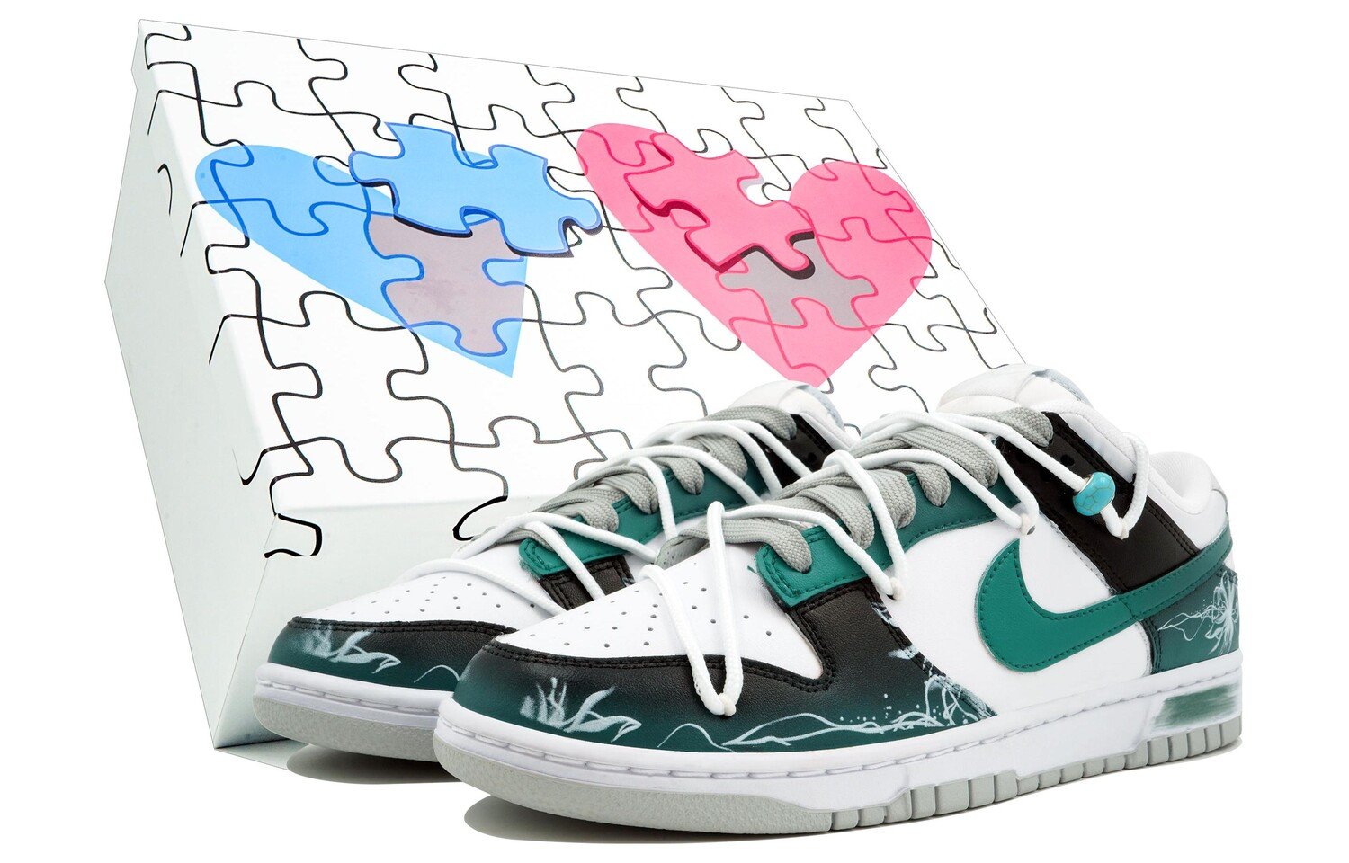 

Кроссовки Nike Dunk Skateboarding Shoes Men Low-top Green, белый