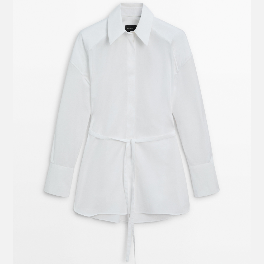 цена Рубашка Massimo Dutti With Shoulder Detail, белый
