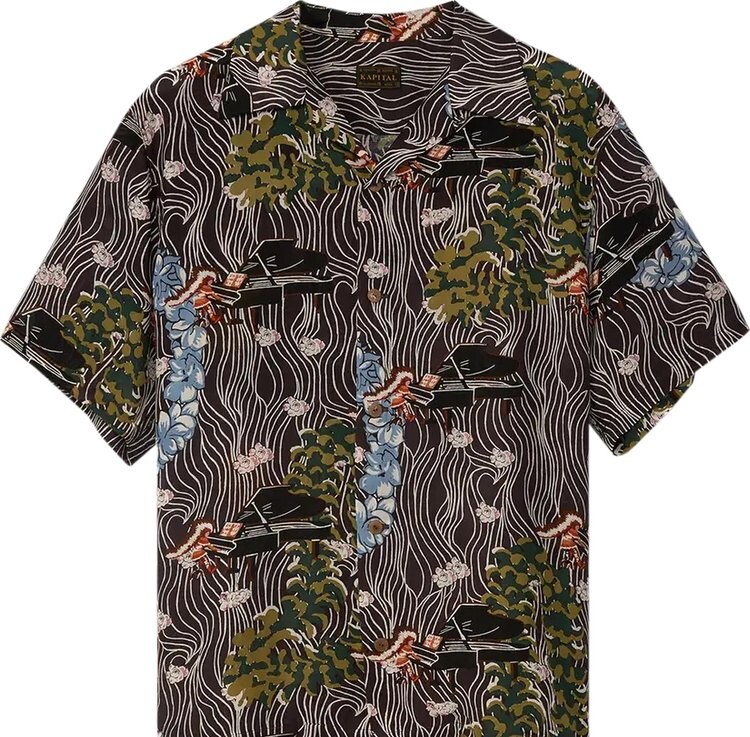 

Рубашка Kapital Silk Rayon Piano PT Aloha Shirt 'Black', черный