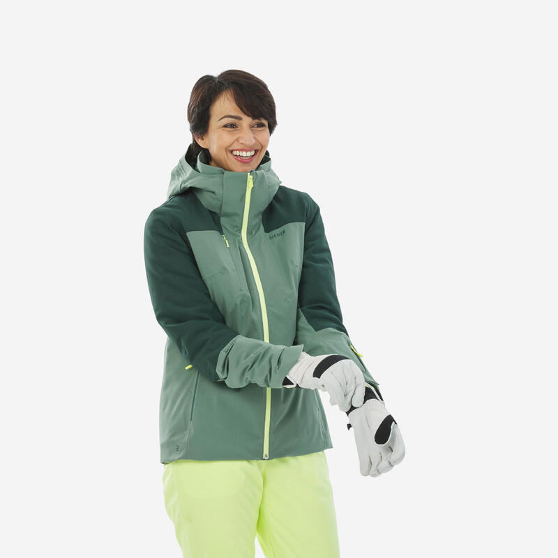 Лыжная куртка женская - 500 зеленый WEDZE, цвет gruen