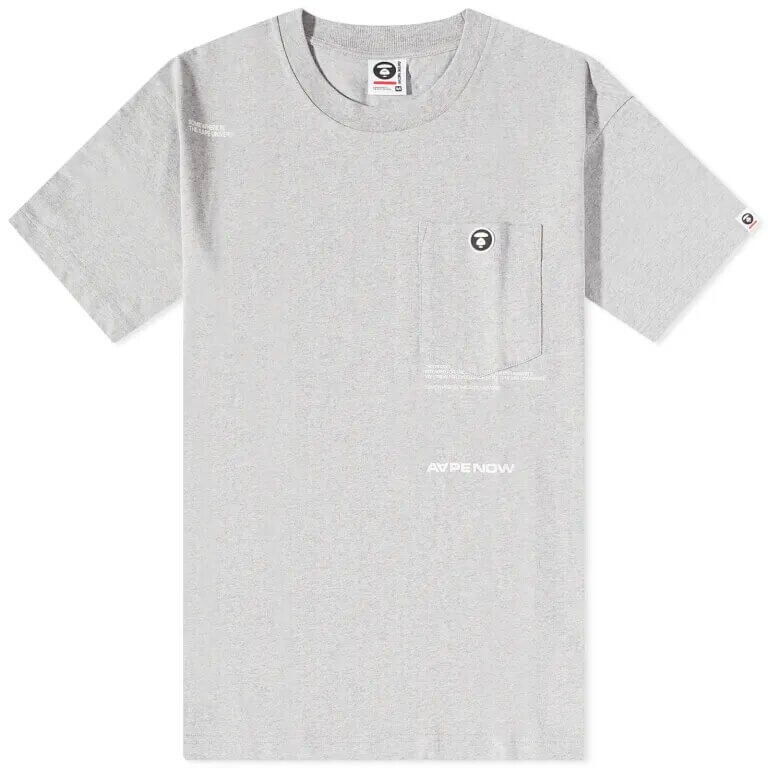 

Футболка Aape Now Silicone Badge Pocket Tee, серый