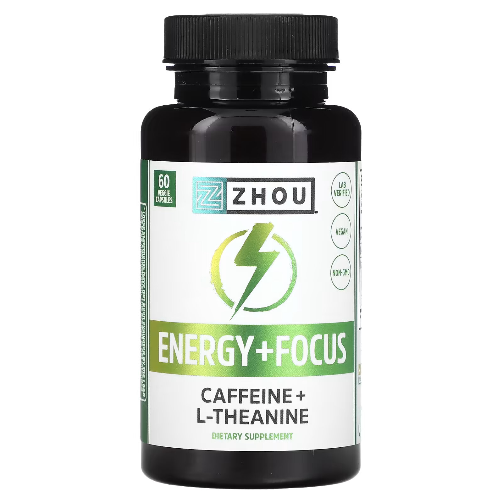Zhou Nutrition, Energy + Focus`` 60 растительных капсул zhou nutrition берберин с орегонским виноградом 60 вег капсул