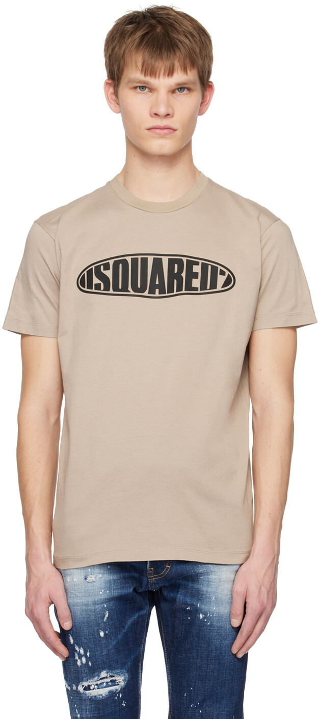

Бежевая футболка с доской для серфинга D2 Dsquared2, Бежевый