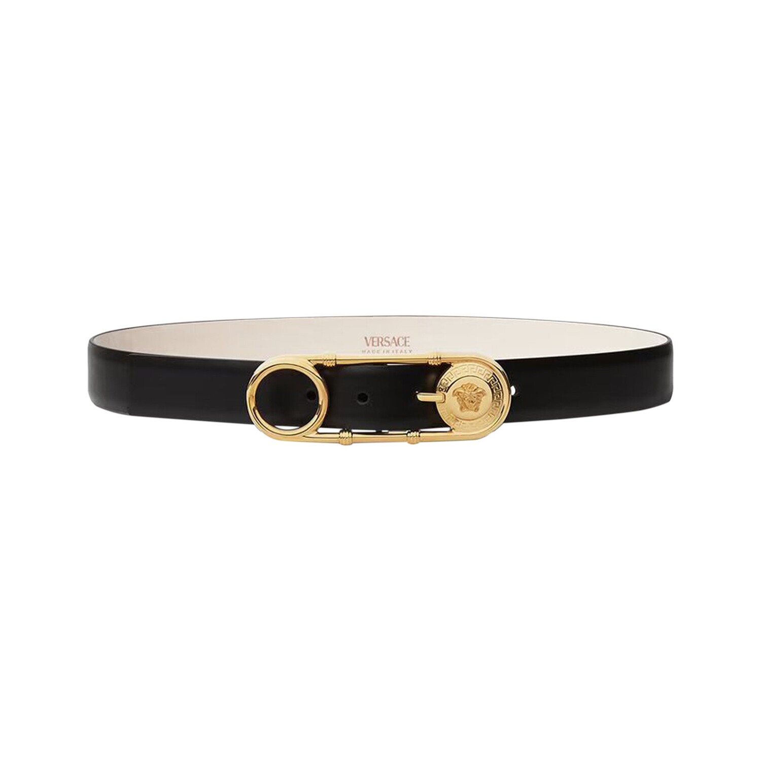 

Кожаный ремень Versace Safety Pin Черный/Versace Gold