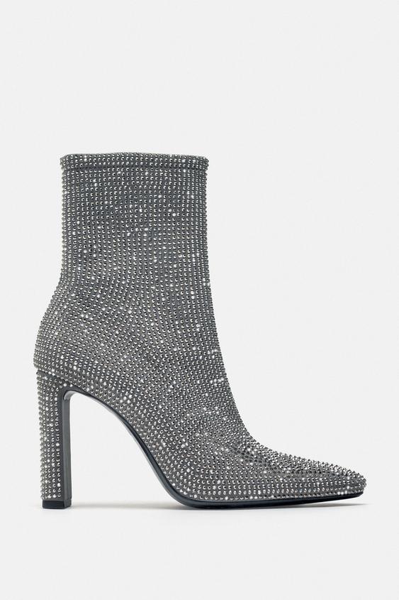 Сапоги Zara High Heel Ankle, серый сапоги zara leather block heel knee high чёрный