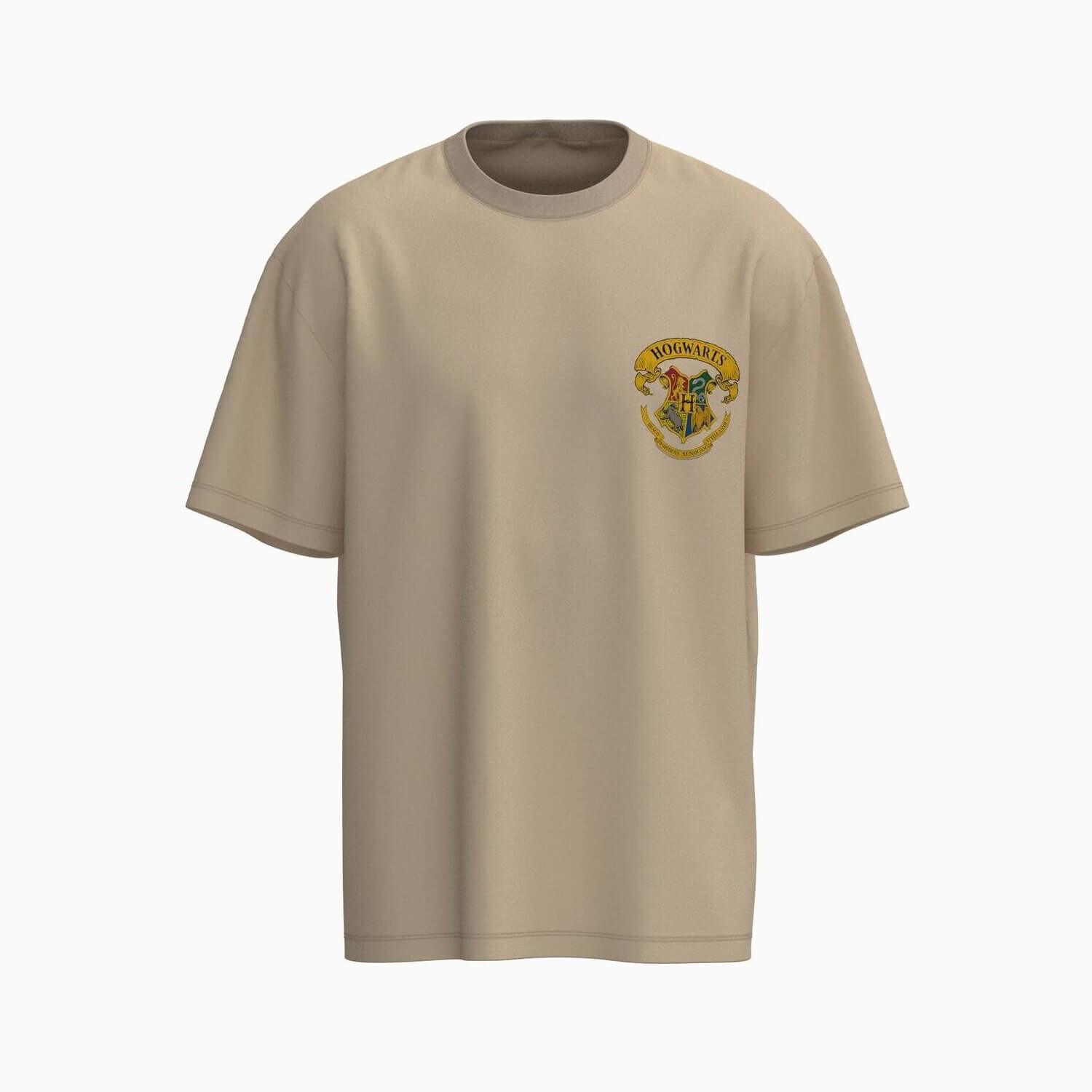 

Футболка Bershka Harry Potter Print Boxy Fit Short Sleeve, бежевый