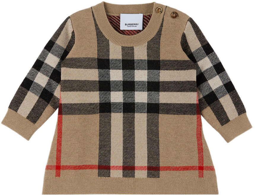 

Бежевое платье в клетку Baby Baby Burberry