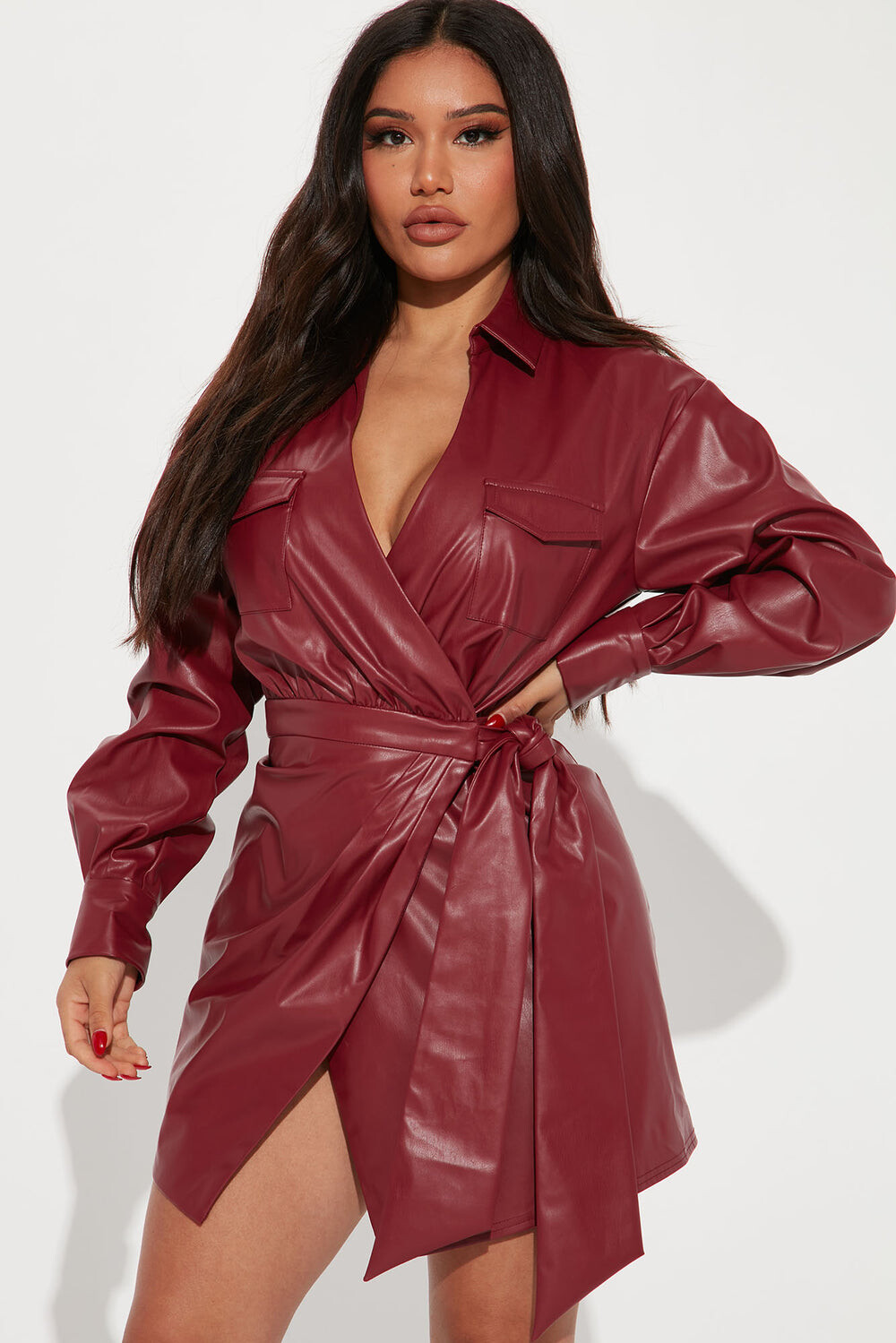 

Мини платье Fashion Nova 32425SK, бордовый