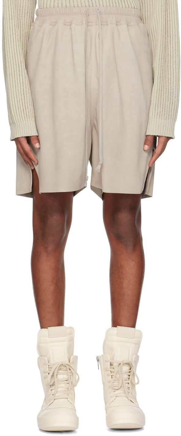 

Замшевые шорты Off-White с кулиской Rick Owens