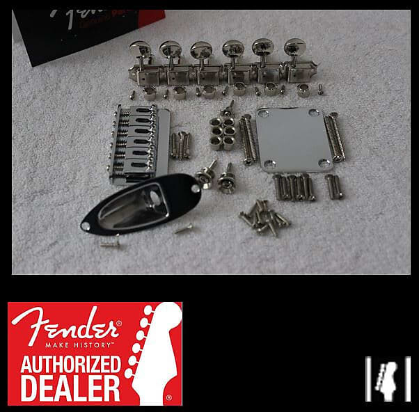

Fender Hardtail Chrome Stratocaster Hardware Set с тюнерами - Strat 005-8274-000 005-8274-000 Stratocaster Hardtail Bridge Assembly