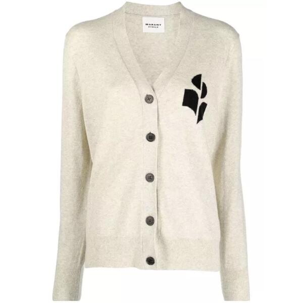 

Кардиган logo-intarsia knitted knitwear cardigan Etoile Isabel Marant, бежевый