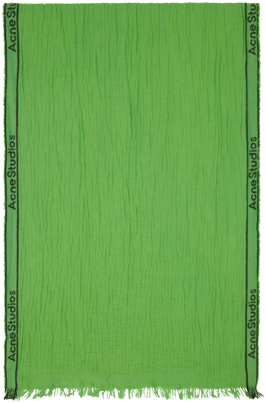 

Зеленый шарф с бахромой Acne Studios, цвет Green