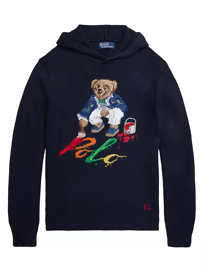 

Хлопковая толстовка с логотипом Bear Polo Ralph Lauren, темно-синий