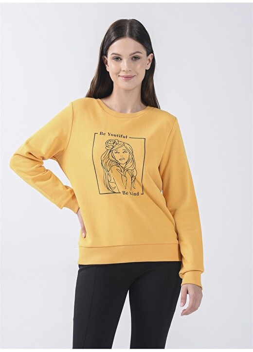 

Женский горчичный свитшот с круглым вырезом Fashion Friends, Желтый