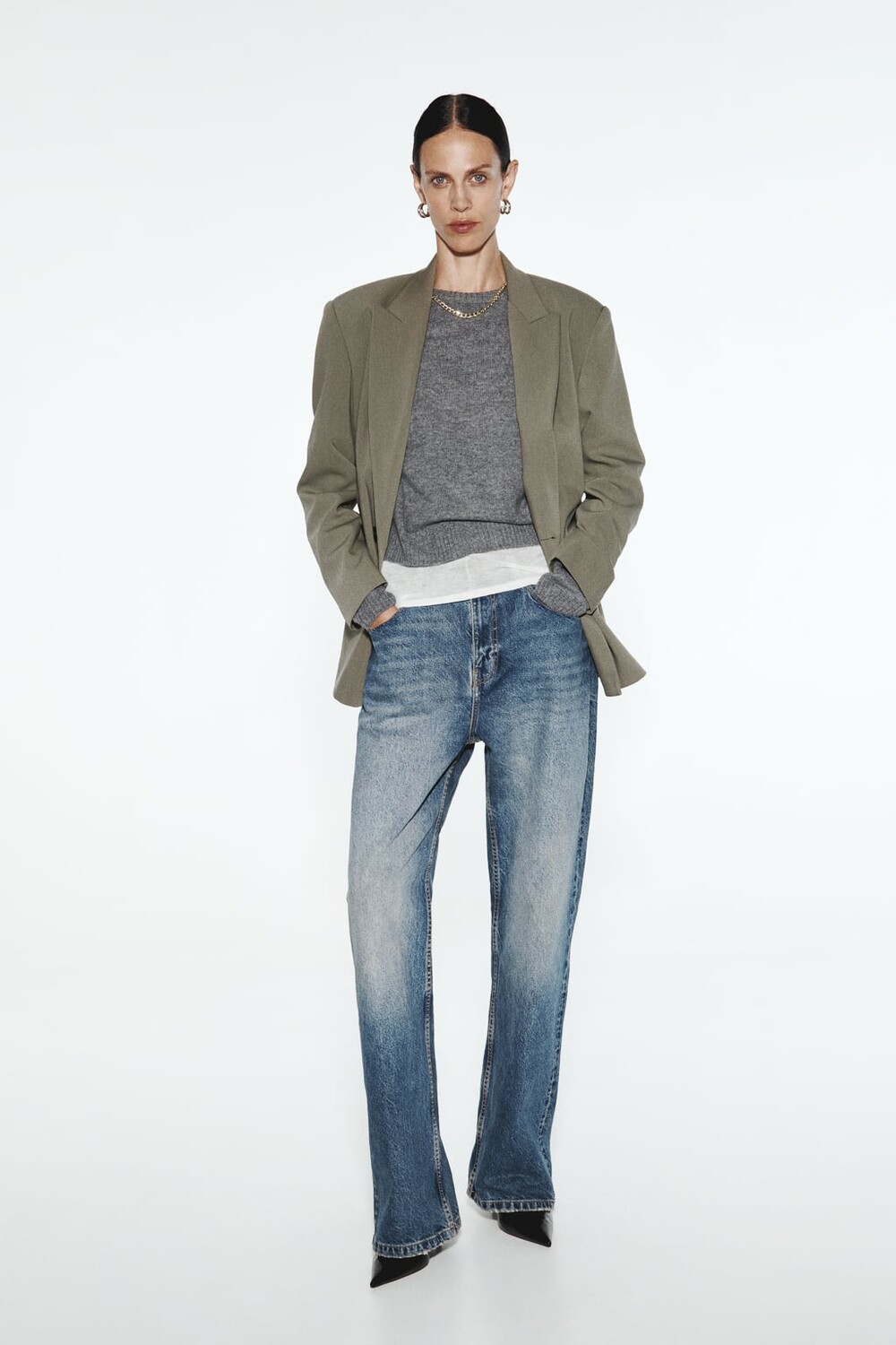 

Блейзер оверсайз ZARA, хаки