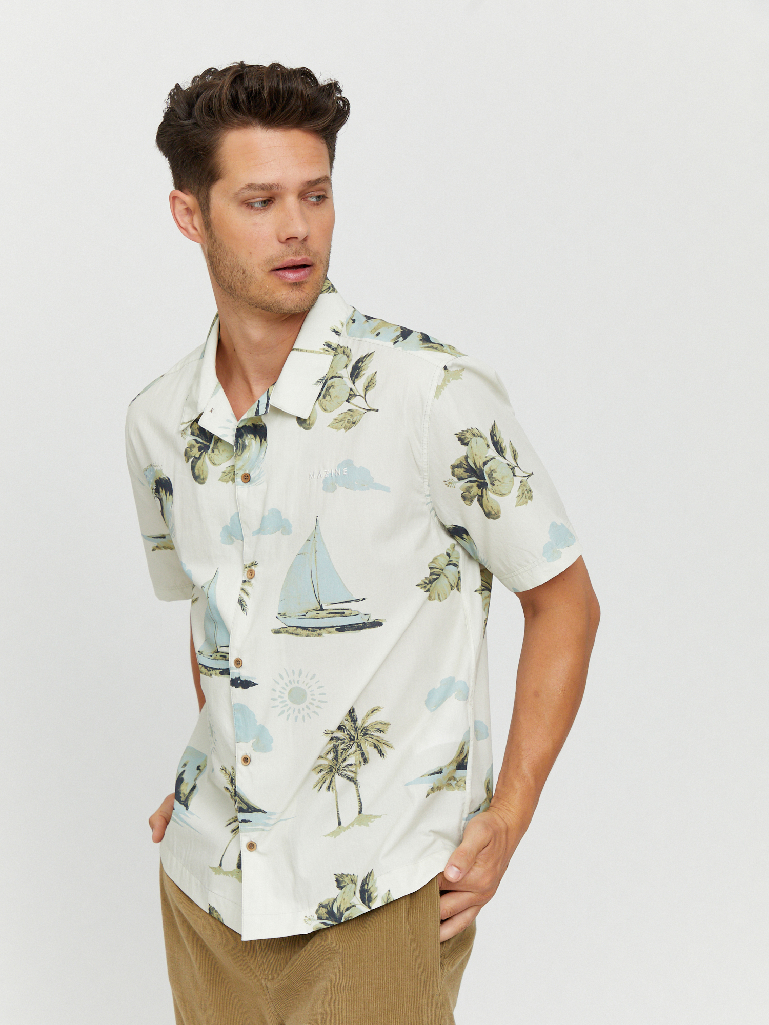 цена Рубашка MAZINE Maui Shirt, цвет offwhite/printed