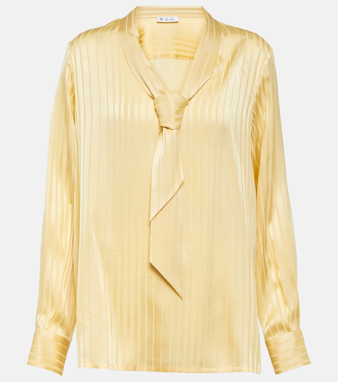 Шелковая блузка с завязками на воротнике Loro Piana, бежевый