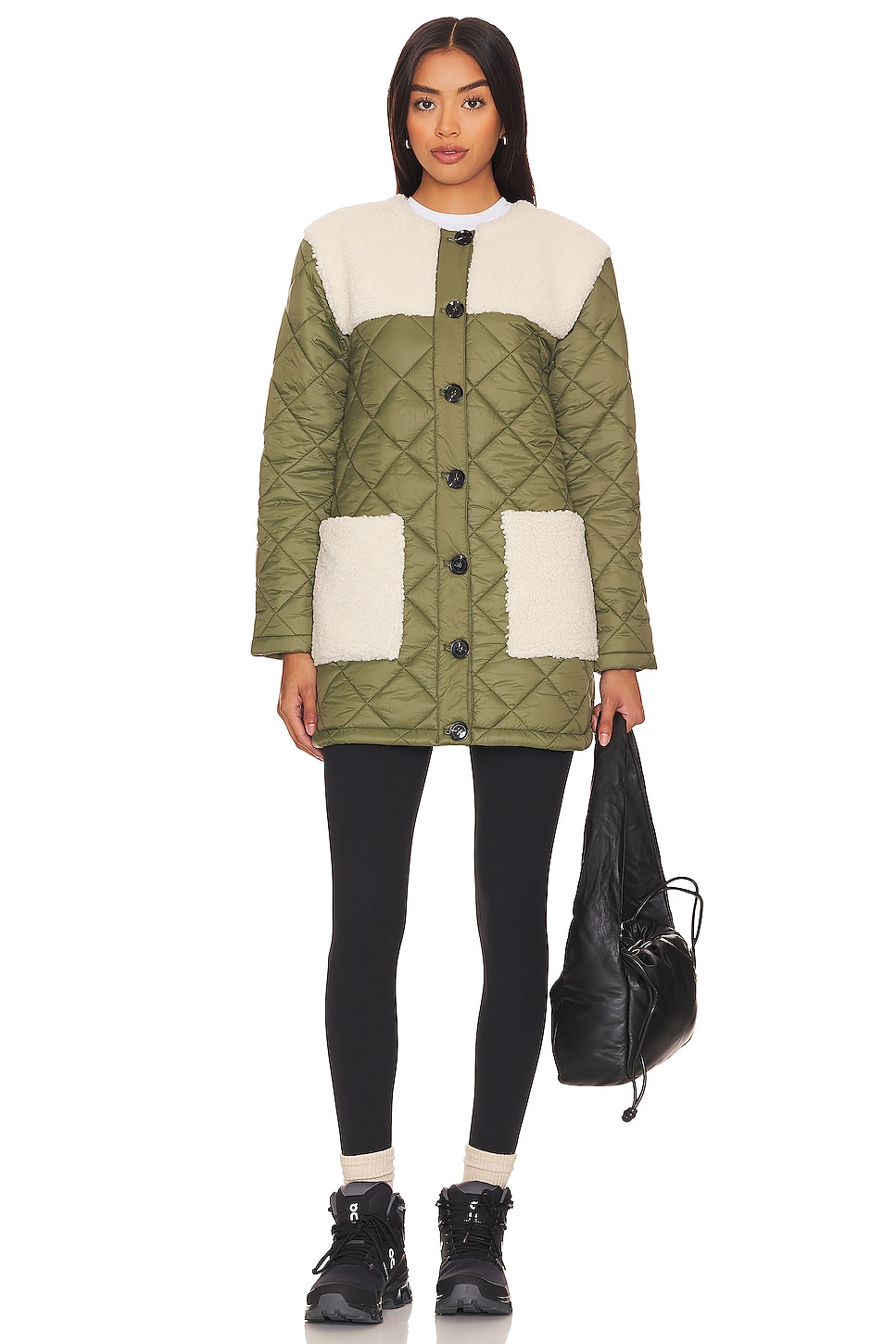 Пуховик Central Park West Asher Sherpa Quilted Puffer, оливковый