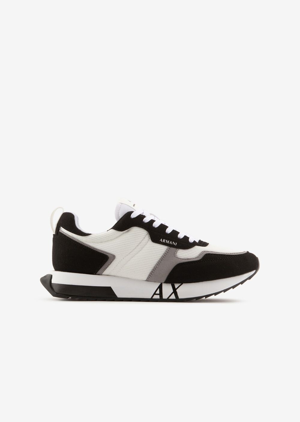 

Кроссовки из смесовой сетки из микрозамши Armani Exchange, черный/белый