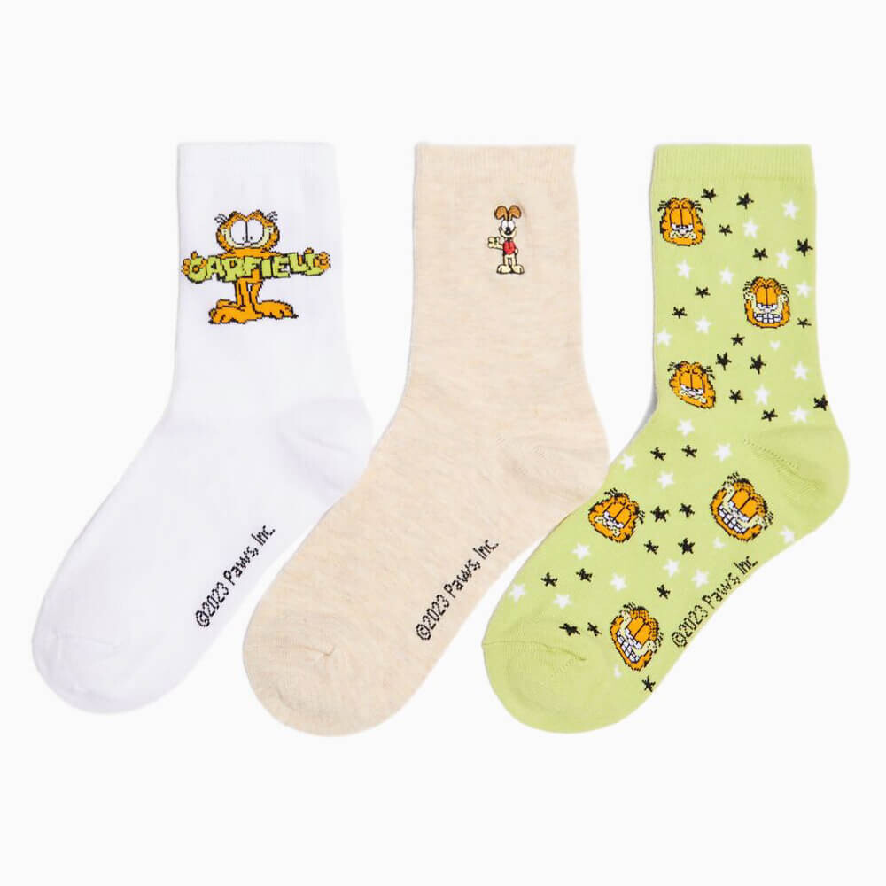 

Комплект носков Bershka Garfield, 3 предмета, желтый/бежевый