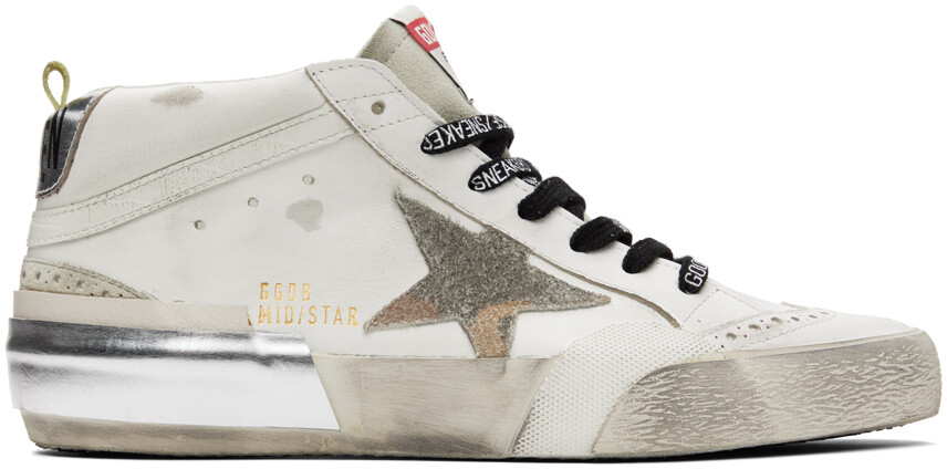 

Белые классические кроссовки Mid Star Golden Goose