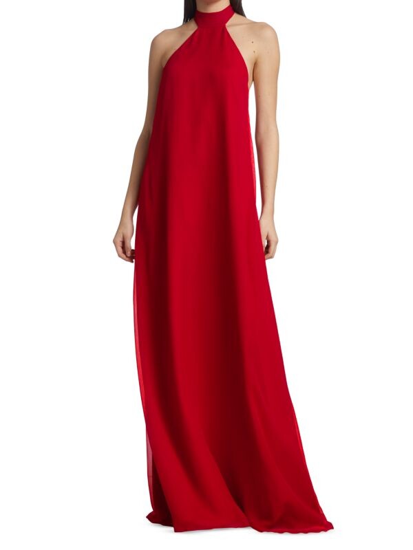 

Шифоновое платье lizza с лямкой на шее Halston Red