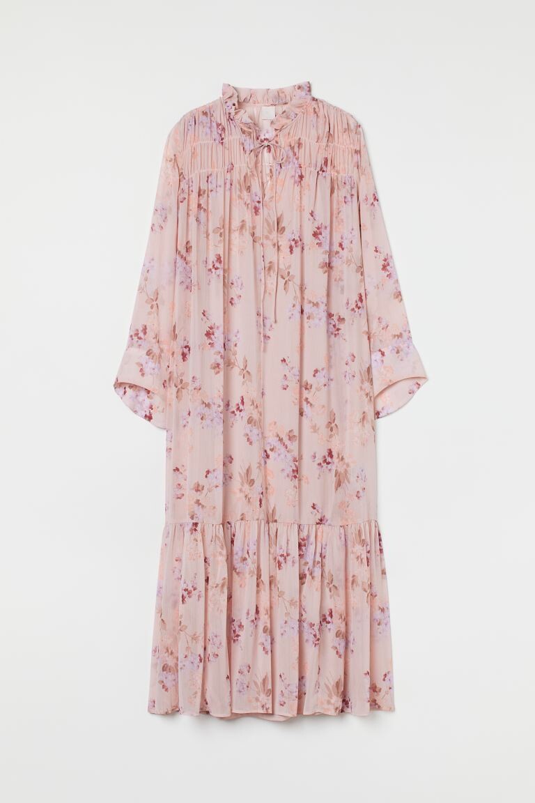 

Длинное шифоновое платье H&M, светло-розовый/цветы