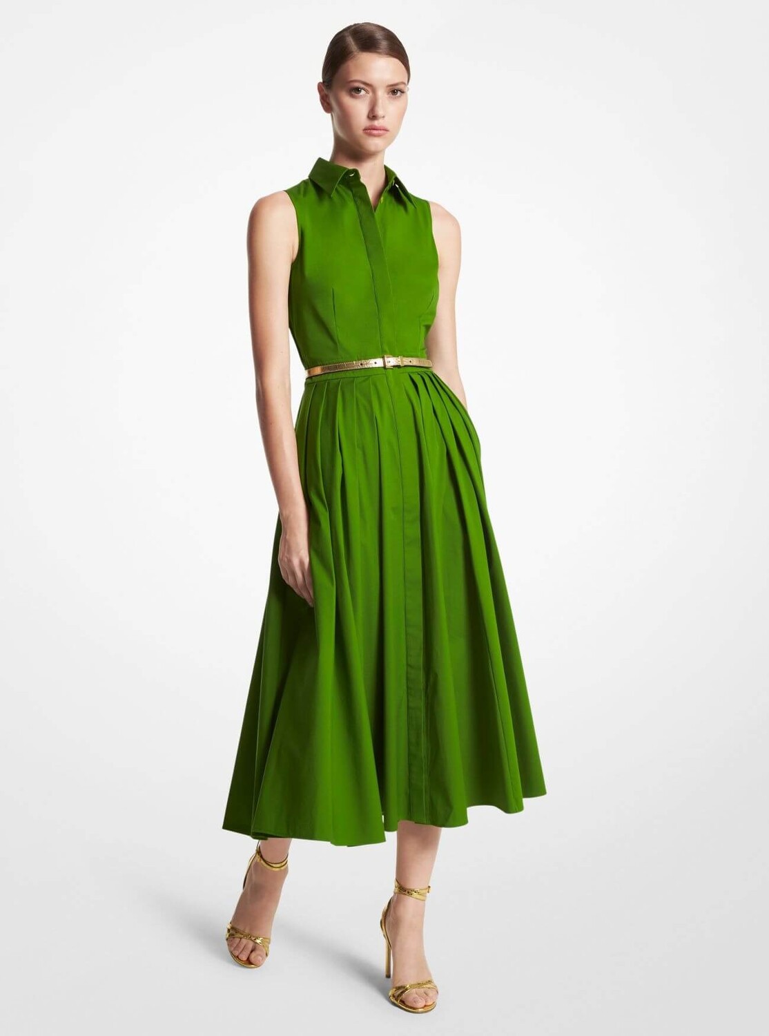 

Платье-рубашка Michael Kors Stretch Organic Cotton Poplin Sleeveless, зеленый