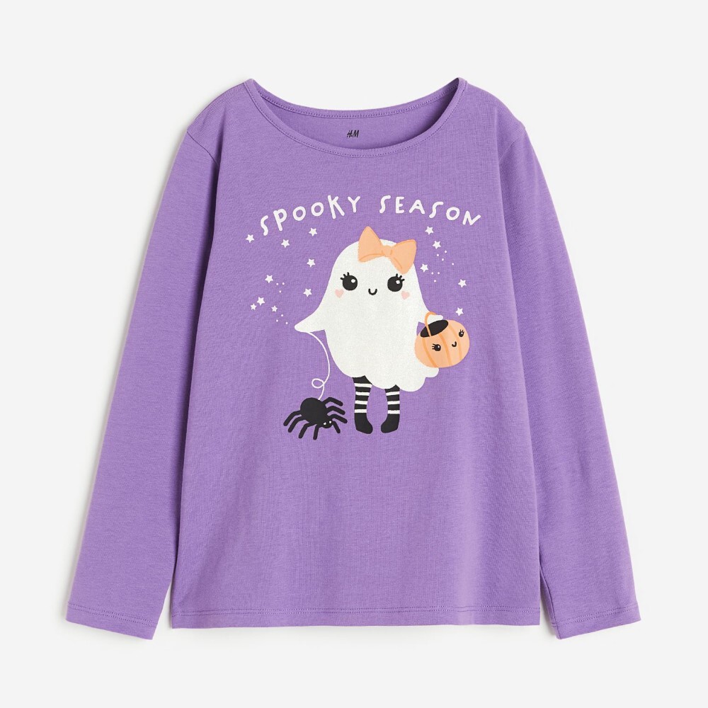 

Лонгслив H&M Kids Printed Jersey Ghost, фиолетовый