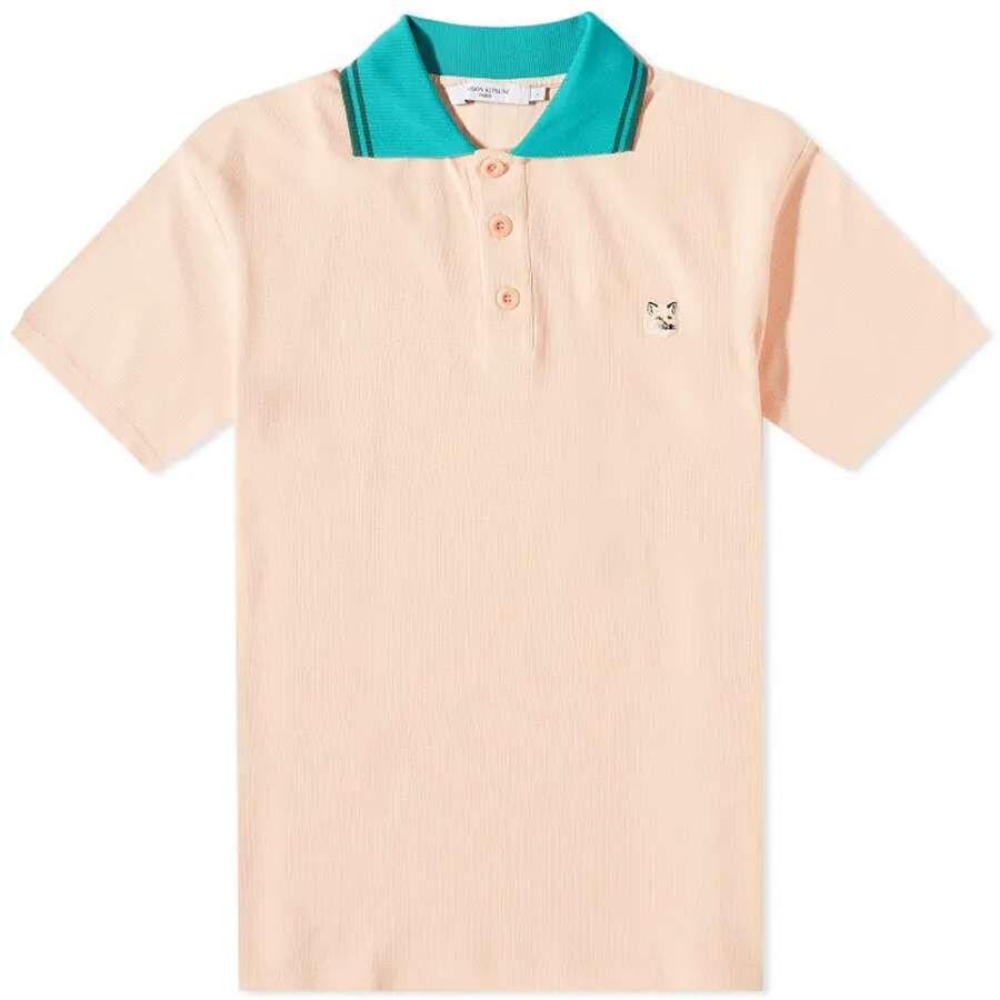 

Футболка-поло Maison Kitsune Tonal Fox Head Patch Polo, персиковый, Белый