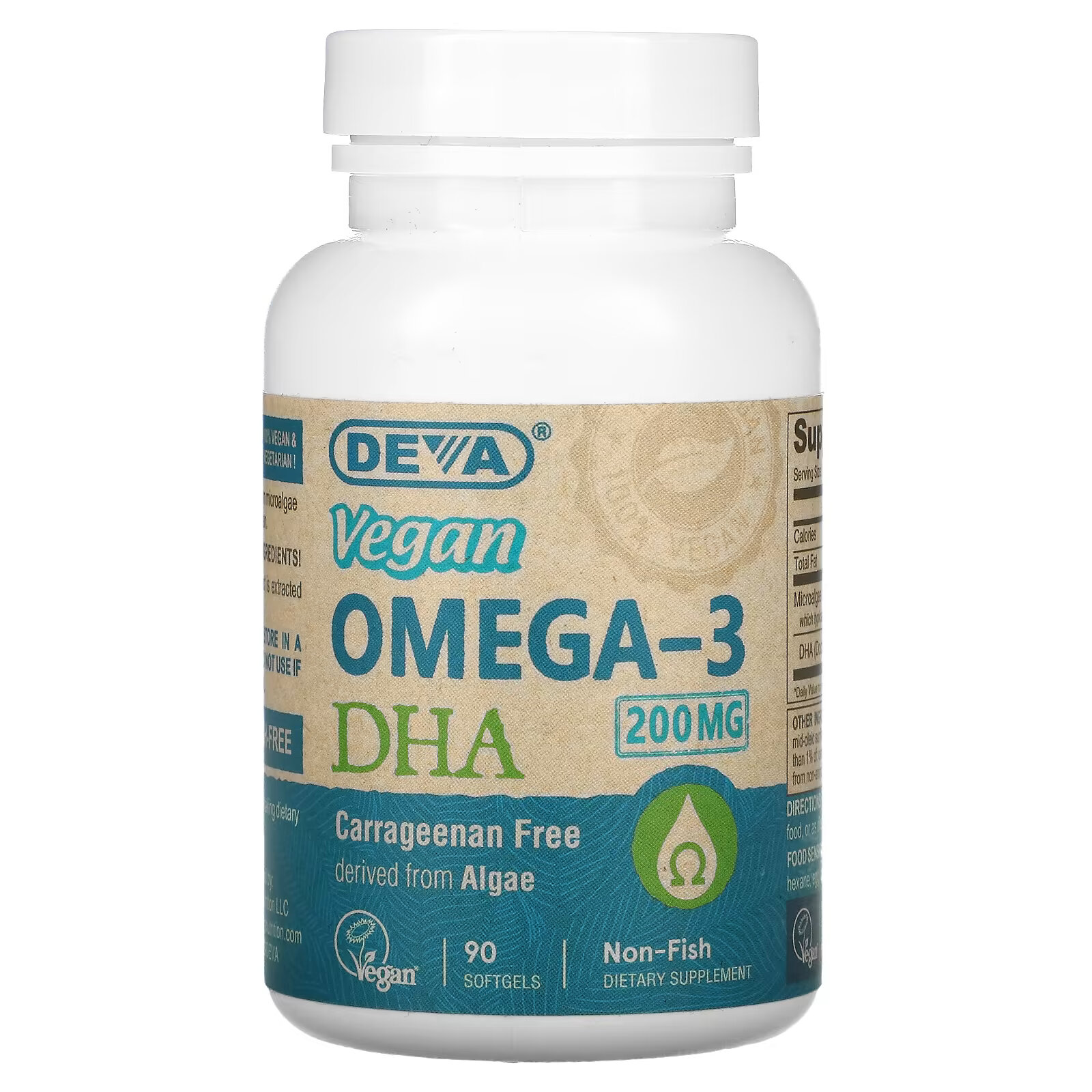 Deva, веганская омега-3 ДГК, 90 веганских мягких таблеток source naturals веганская омега 3s эпк дгк 300 мг 60 веганских мягких таблеток