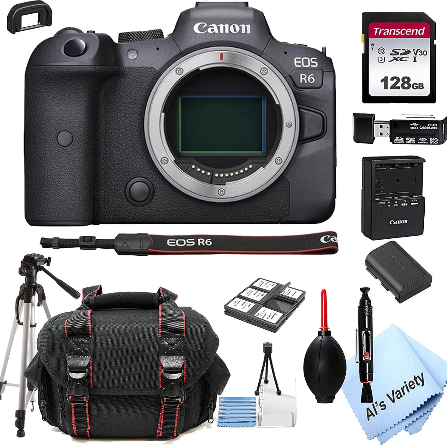 

Фотоаппарат Canon EOS R6 Body + Flash 128GB + Чехол + Штатив (комплект, 18 предметов)