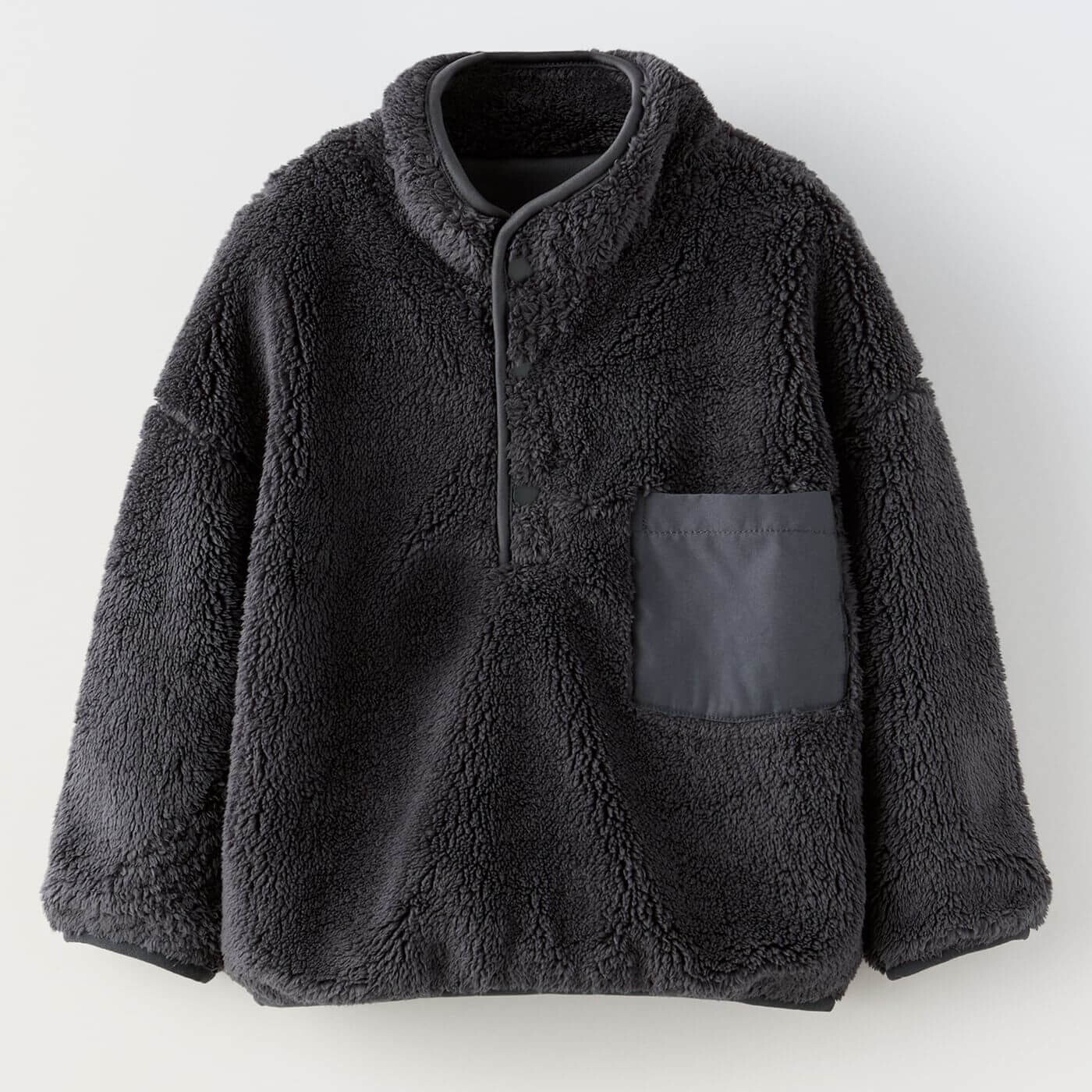 

Свитшот Zara Faux Fur With Snap Buttons, темно-серый