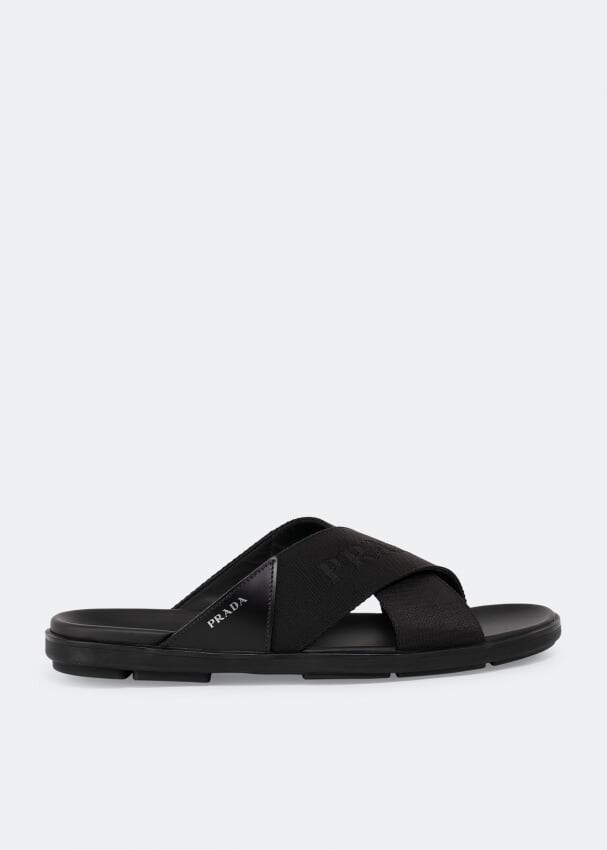 

Сандалии PRADA Leather and nylon sandals, черный