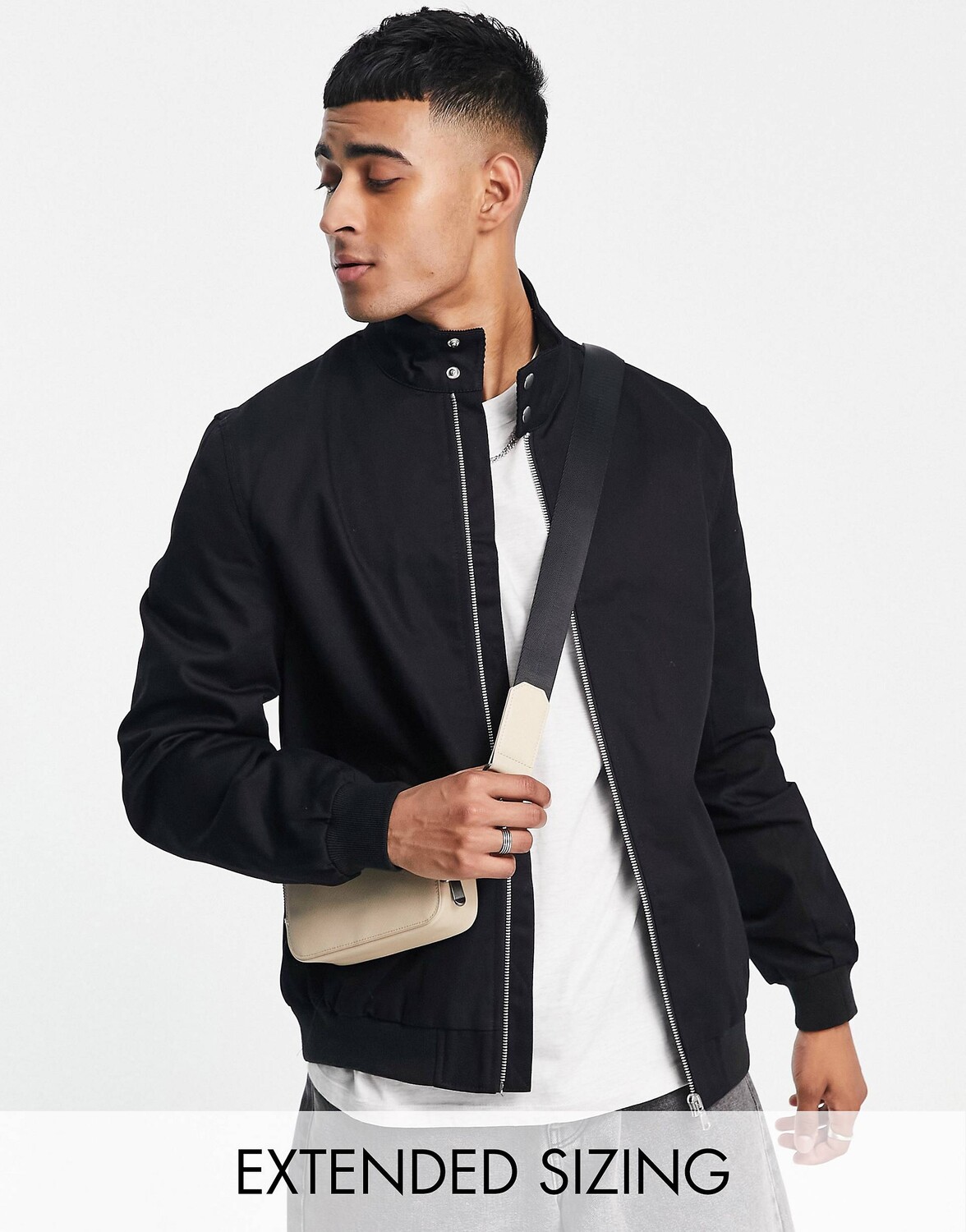 

Черная куртка харрингтон с воротником-трубой ASOS DESIGN, Черный