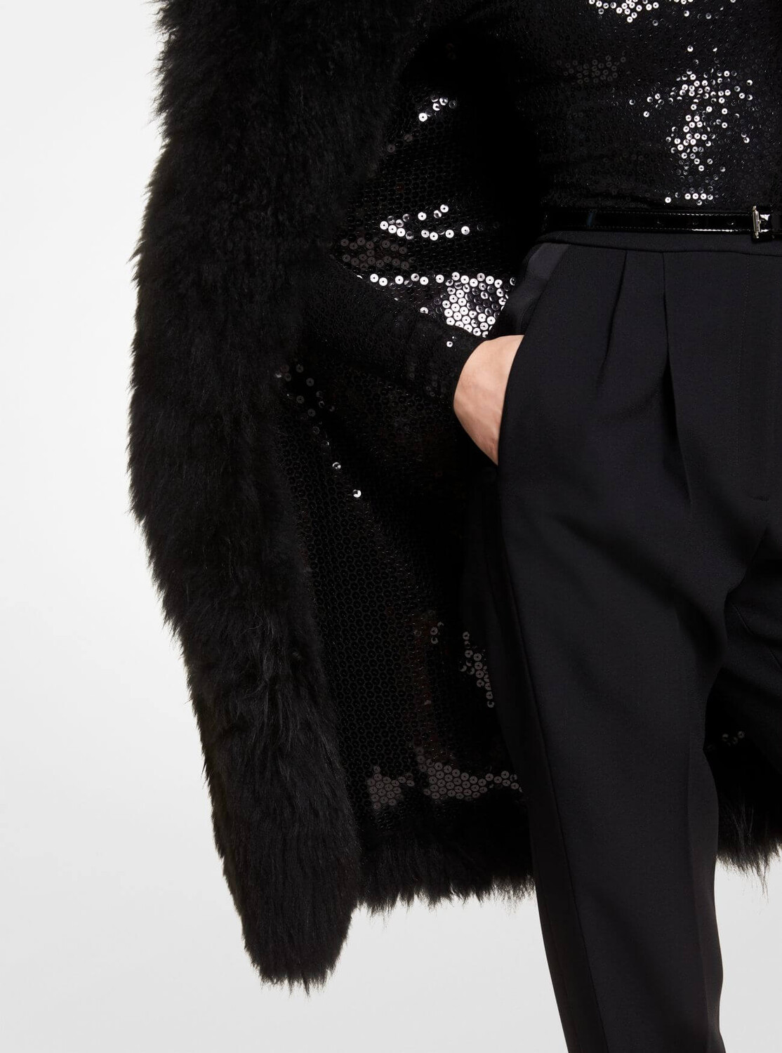

Кашемировое пальто Michael Kors Sequin-Lined, черный