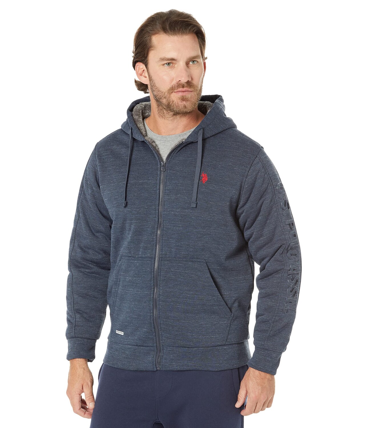 

Худи U.S. POLO ASSN., Embossed Wordmark Hoodie, Серый