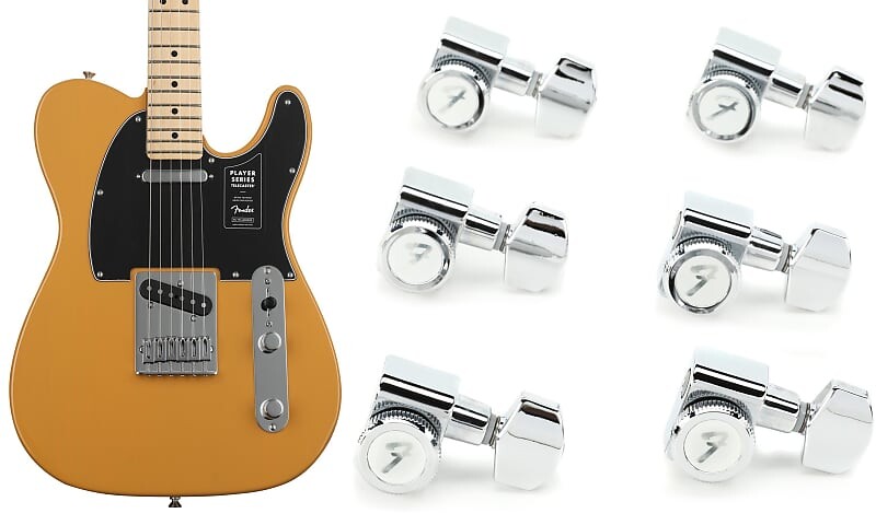 

Fender Player Telecaster - комплект Butterscotch Blonde с кленовой накладкой грифа с Fender Locking Stratocaster/Telecaster Tuning Machines Set - Chrome 0990818100=1 0145212550=1