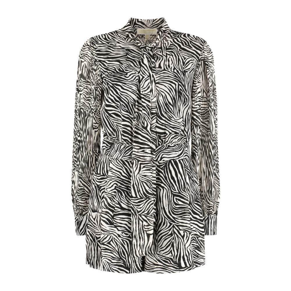 

Комбинезон Michael Kors Printed Georgette Playsuit, черный/белый