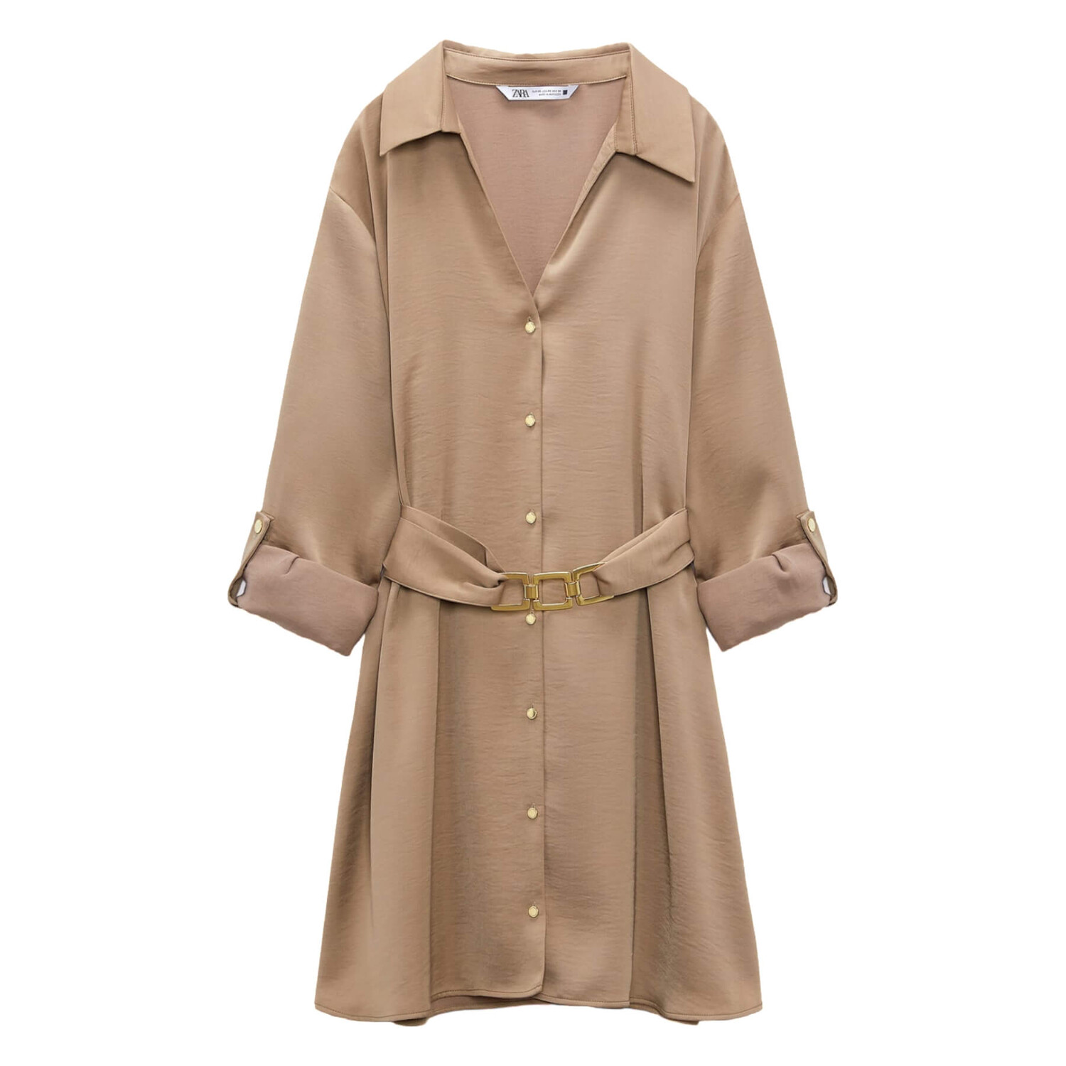 

Платье-рубашка Zara Satin, песочный