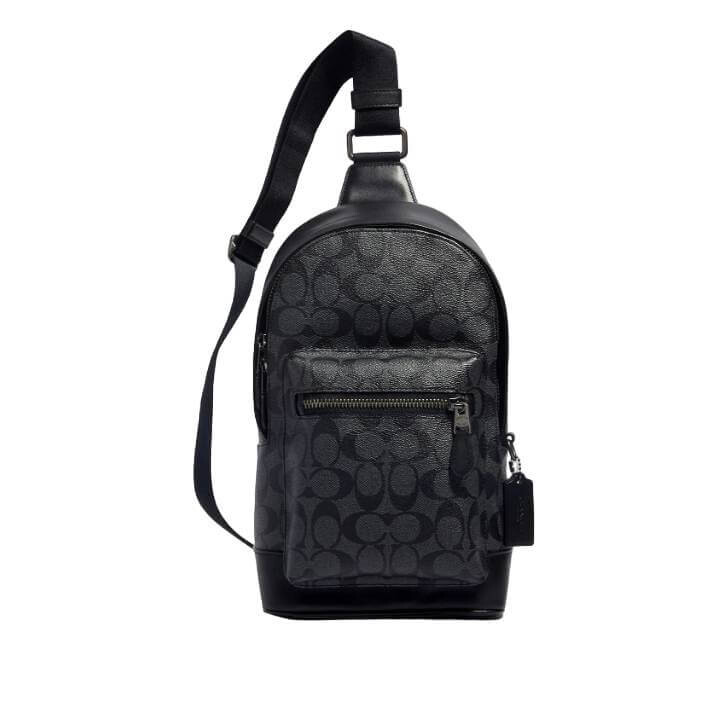 

Сумка Coach Outlet West In Signature Canvas, бронзовый/угольно-черный
