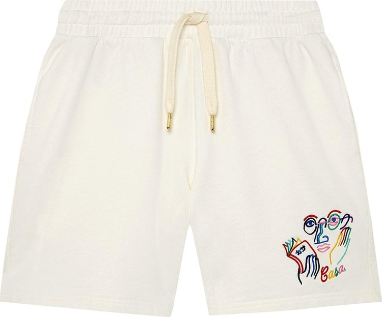 Спортивные шорты Casablanca Fujita San Embroidered Sweatshort 'Off White', белый - фото