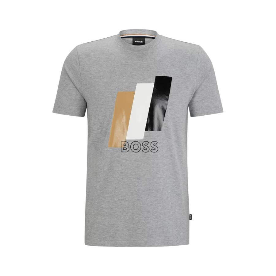 

Футболка-поло Hugo Boss Cotton Jersey Logo Artwork, серебристый, Серый