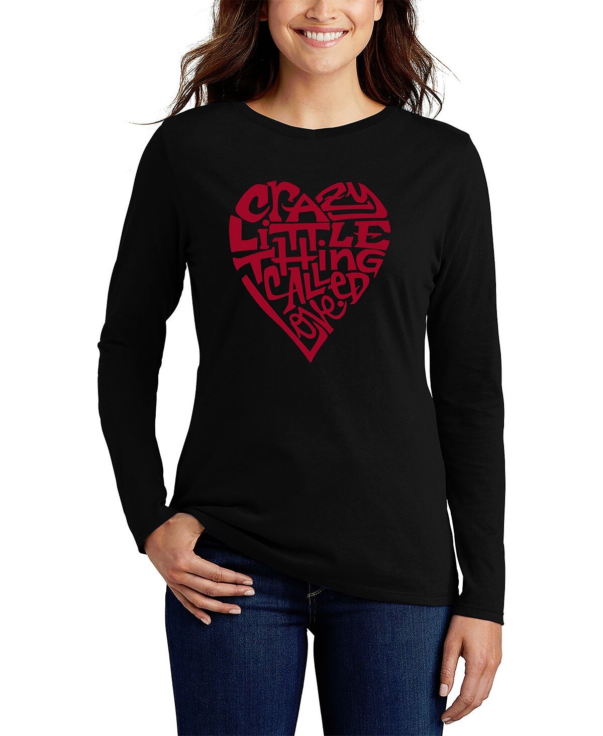 

Женская футболка с длинным рукавом word art crazy little thing called love LA Pop Art, черный