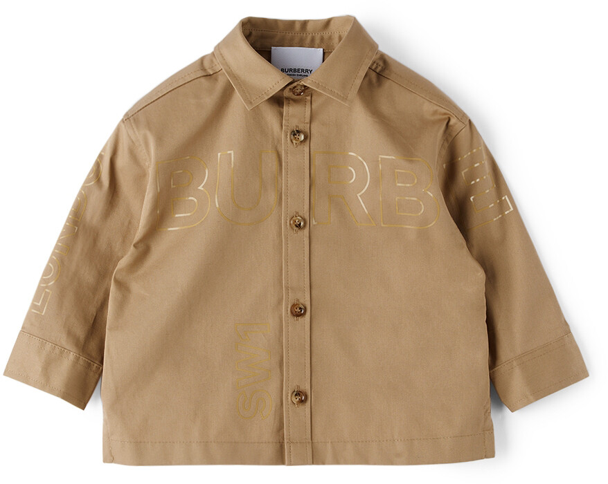 

Бежевая рубашка с принтом Horseferry Baby Burberry