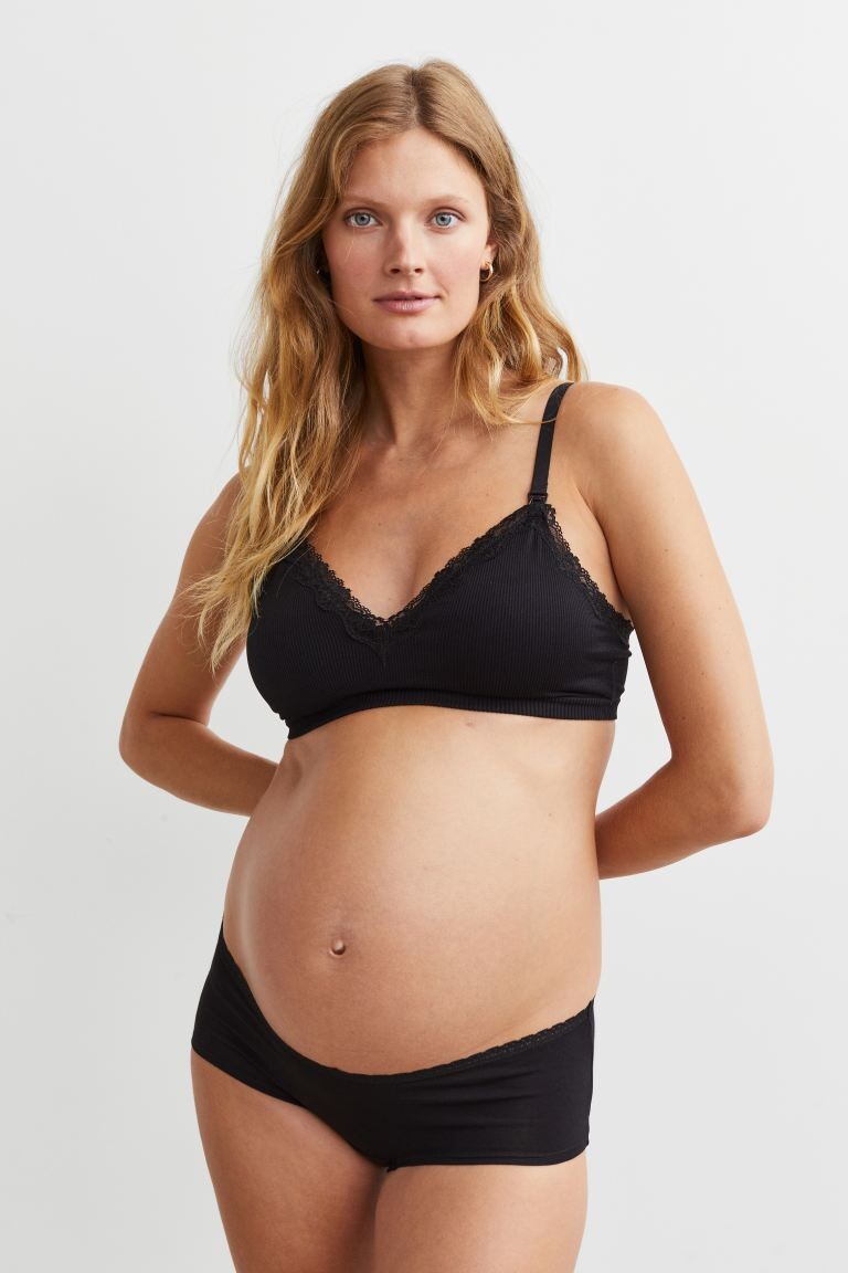 

MAMA Бюстгальтер с подкладками для беременных, 2 шт. H&M, черный/пудрово-розовый