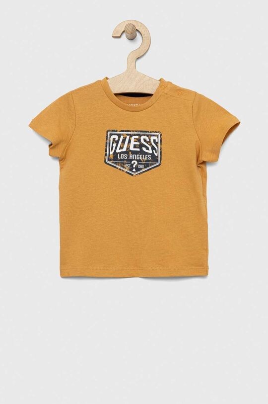 

Детская хлопковая футболка Guess, желтый